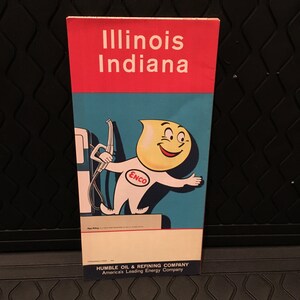 Mapa drogowa Enco Illinois i Indiana z 1962 r. - Humble Oil and Refining Company