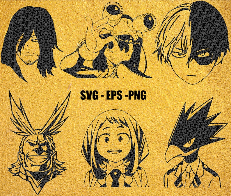 Download My Hero Academia Vector Pack1 6 Characters Silhouettes Anime | Etsy