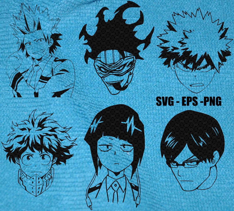 My Hero Academia Vector Pack2 6 Characters Silhouettes Anime | Etsy