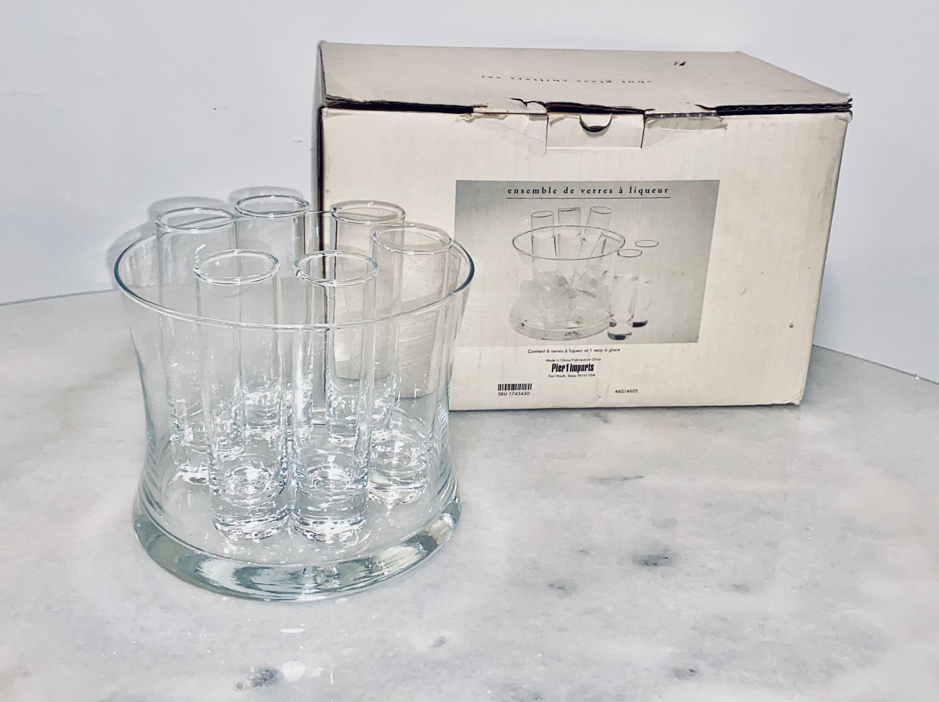 Vintage Pier 1 Imports Shot Glasses And Ice Bucket 6 shot Etsy