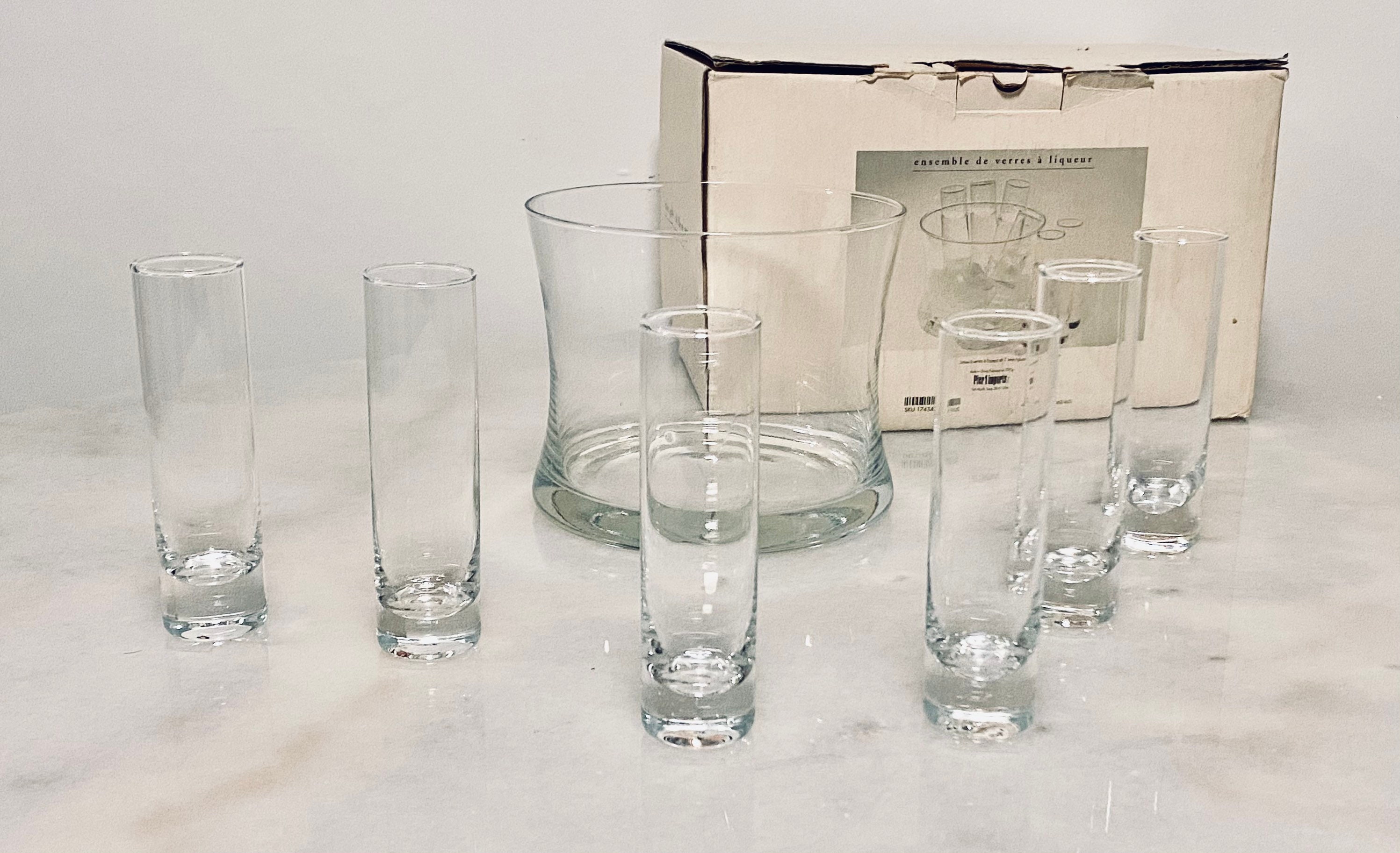 Vintage Pier 1 Imports Shot Glasses And Ice Bucket 6 shot Etsy
