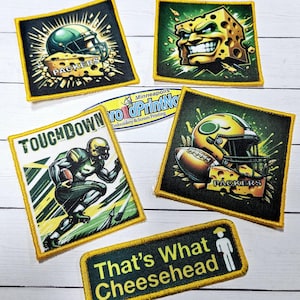 Green Bay Packers  Cheese Head Helmet Patch Yellow and Green Printed and embroidered Iron On Patch-Football Patch-Custom Patch