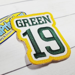Green 19 Green Bay Packers  Patch 2. X 2.50 Embroidered  Patch Green and Yellow  Patch-Football patch-Custom Patch