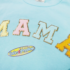 Mama Letters Chenille and Glitter Border  Desing iron on Patch Iron on Letters