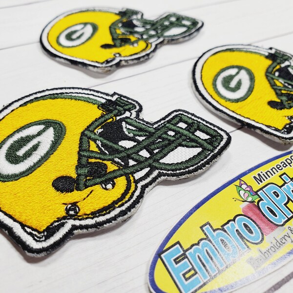 Green Bay Packers Helmet size 2.85 X 2.25 Embroidered Patch Yellow and Green Helmet Patch-Football Patch-Custom Patch