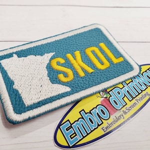 SKOL-Minnesota 3 X 2  Italian Leather Patch-MN White and Yellow Vikings Patch-Football patch-Custom Patch