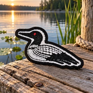Minnesota Embroidered Loon Iron-on and sew-on Patch