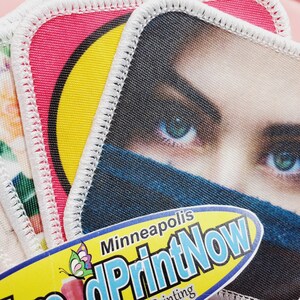Custom Photo Patch, Sublimated Patch, Embroidered Merrow or Satin Border Patch, Sublimation Dye Printed Twill Patch, Square, Triangle, Round