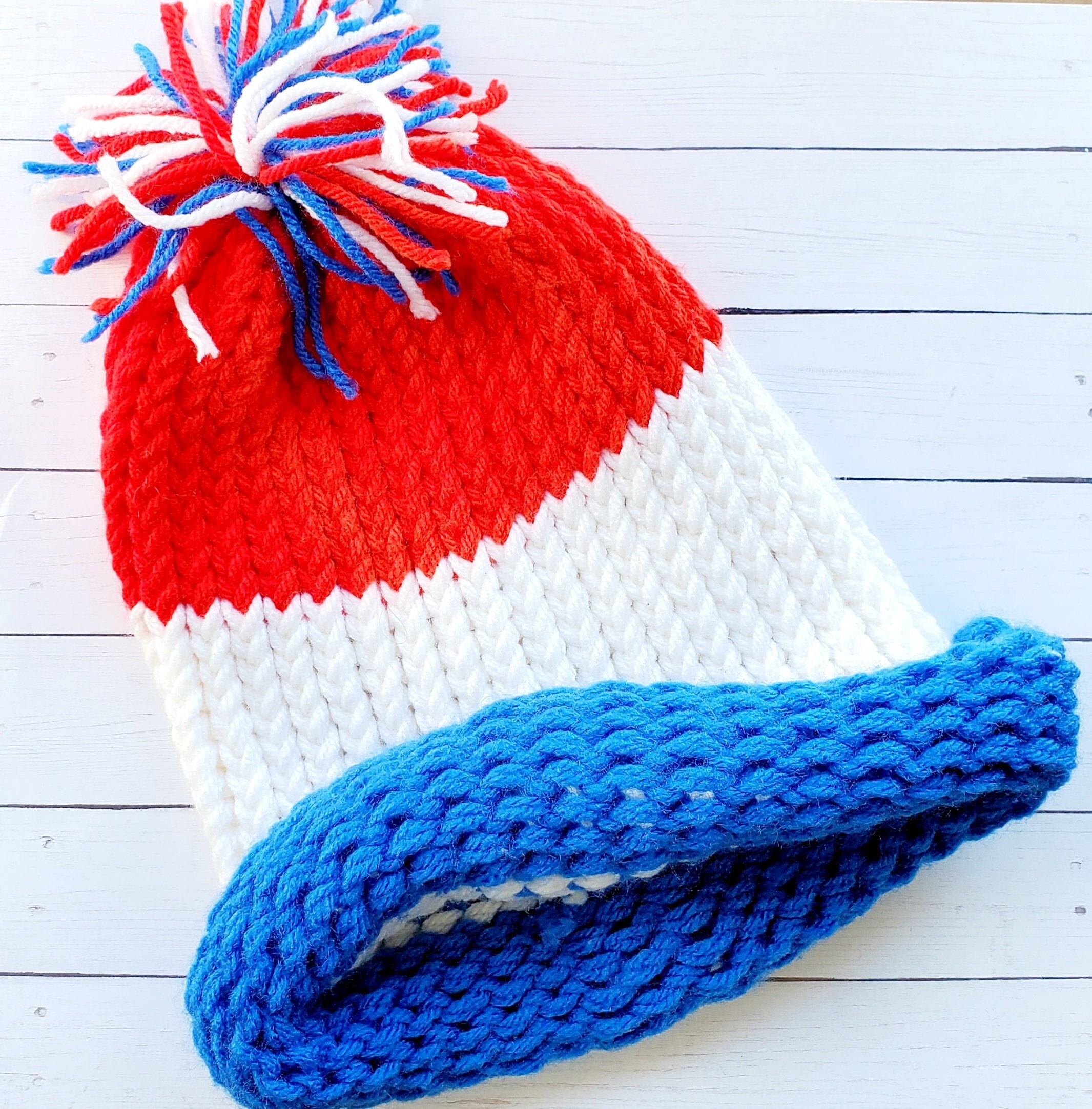 Winter Handmade Multicolor Knit Pom-Pom Beanie Toddler Knit Heart Pom Hat | Rainbow Beanie | b.e.happe main image 4