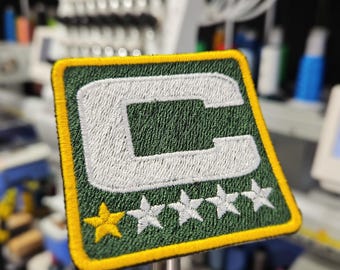Captain C Green Football  Embroidered Patch Iron On or Sew On
