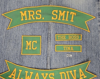 Custom Embroidered Biker Vest Patches: Iron-On Poly Twill Rockers