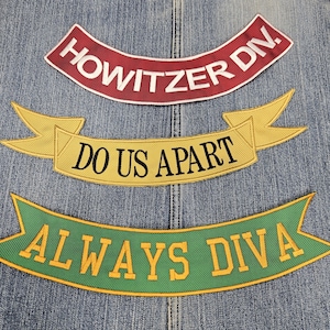 Custom Embroidered Banner Small Rocker Name Motorcycle Vest Patch Rockers Top or Bottom Patch