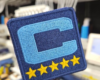 Captain C Blue Football  Embroidered Patch Iron On or Sew On