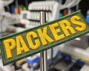 Packers Text Embroidered Patch Yellow and Green Patch-Football Fan Patch-Custom Patch