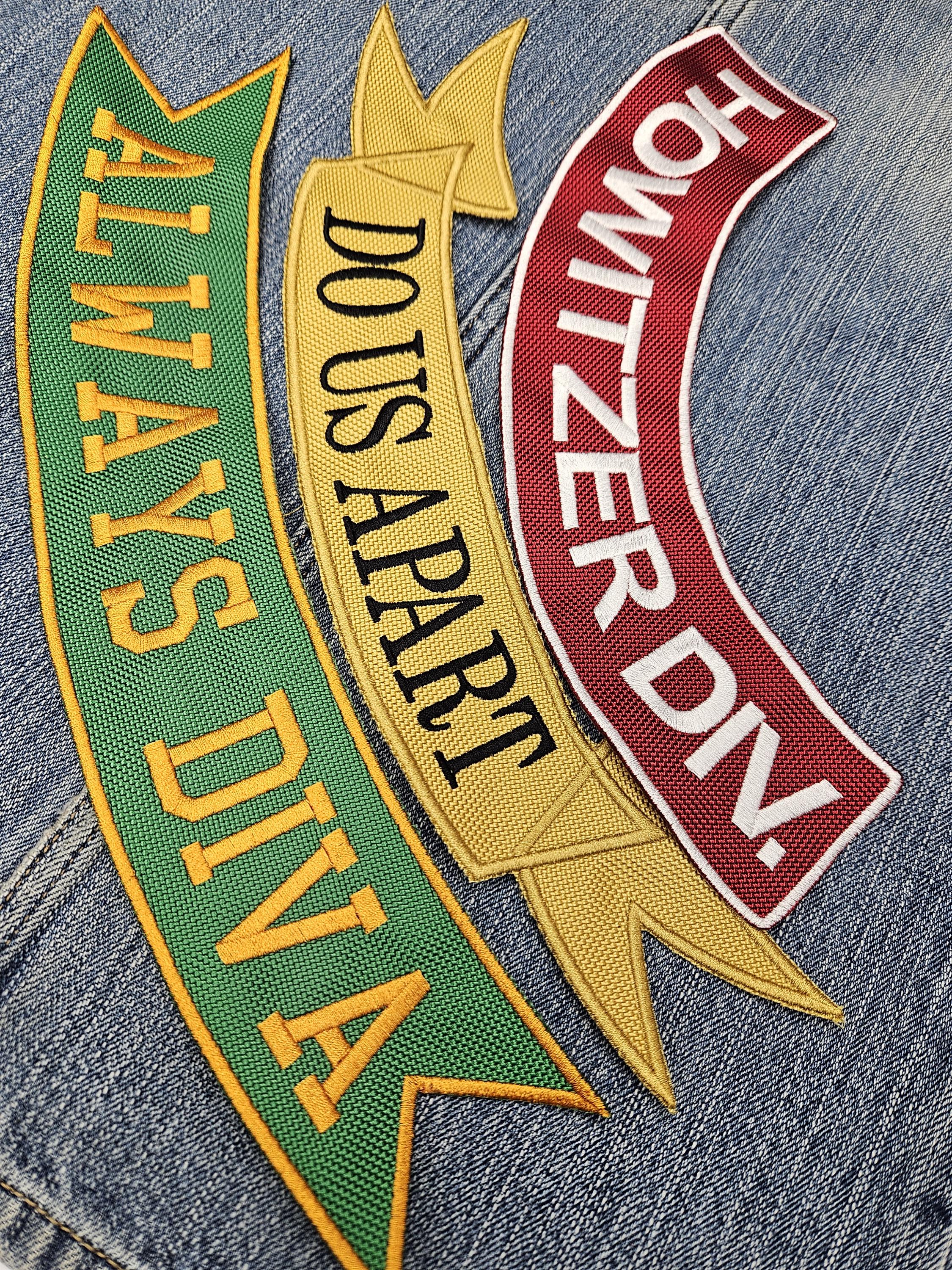 Lower Rocker Banner Custom Embroidered Banner Small Rocker Name Motorcycle Vest Patch ...