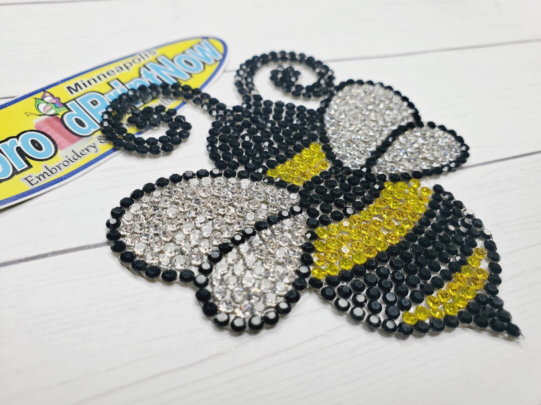 Rhinestone Queen Bee Bumblebee 3.25X3 Iron on Patch Small Stones for ...
