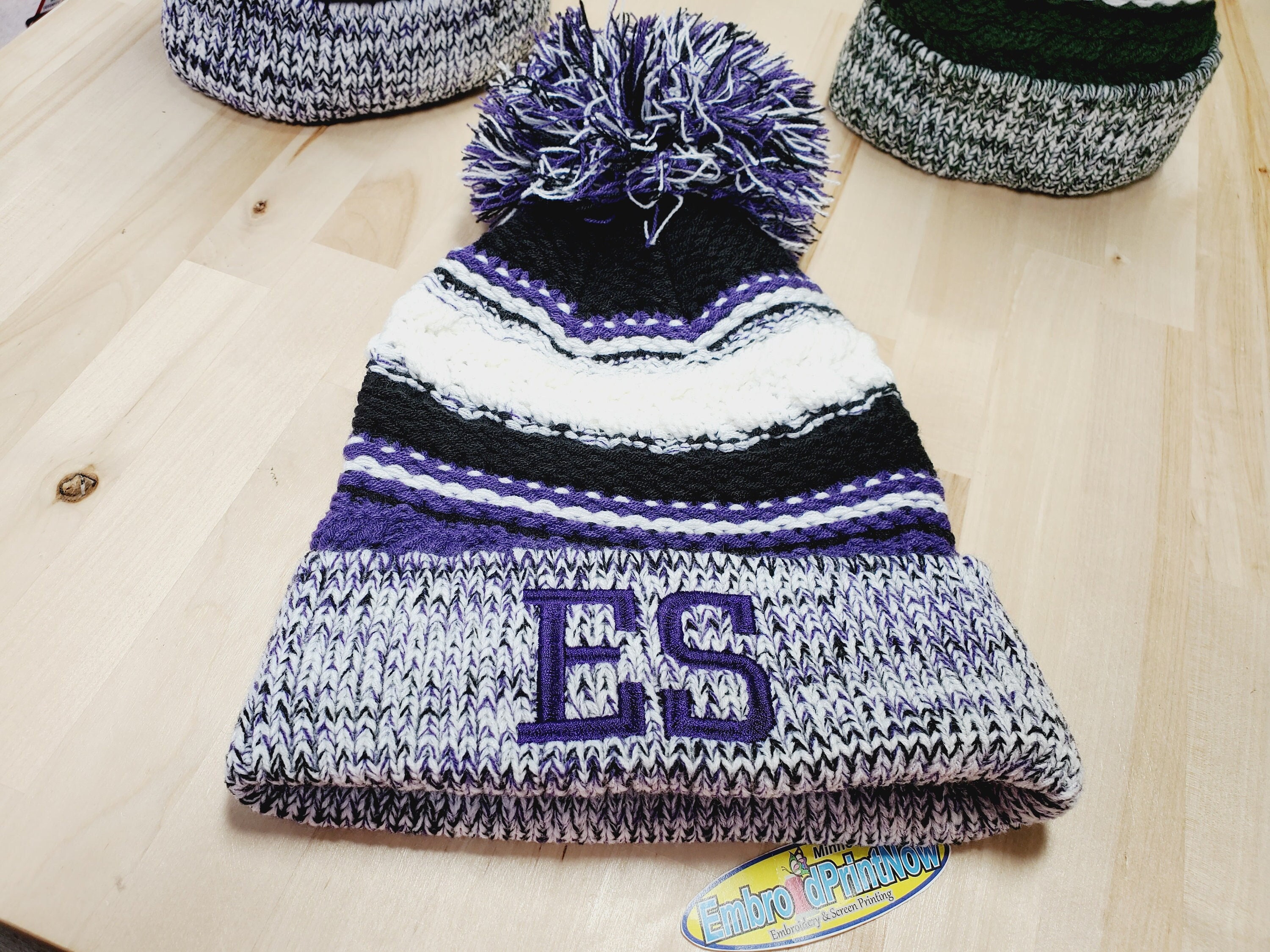 Sport-teck Personalized Pom Pom Beanie, Custom Text Beanie