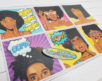 Pop Art Embroidered Patch: Iron-On/Sew-On Applique (4x4)