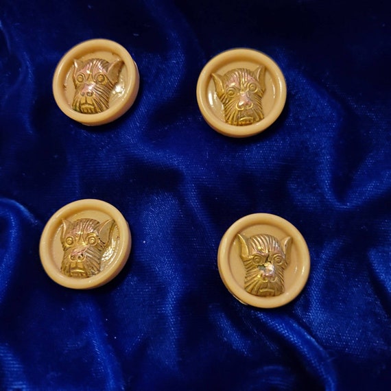 BUTTONS Antique Scotty Dogs Rare Celluloid/Bakeli… - image 2