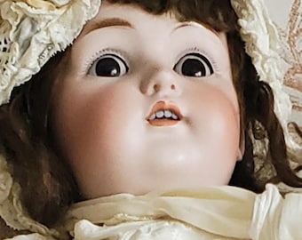 Doll KESTNER Antique 27" Perfect Bisque Head Large Brown Eyes Teeth All Original Jointed Compo Body Germany 1900s MINT