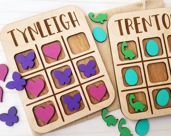 Tic Tac Toe Board, Wood Game, Gift for Child, Children's Toy, Wooden Toy, Game for Children, Wood Board Game, PERSONALIZED, Games for Kids