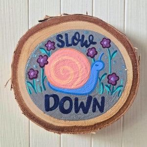 Snail Gift, Snailed it, Snail Magnet, Snail Decor, Punny Gift, Funny Gift, Congrats Gift, HAND PAINTED, Wood Slice Art, Refridge MAGNET