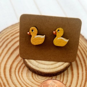 Yellow Duck Earrings, Rubber Duck Earrings, Novelty Stud Earrings, Animal Earrings, Duck Jewelry, Duck Lover Gift, Birthday Gift for Girls