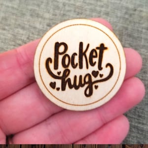 Pocket Hug token, Miss You Gift, Wood Token, Long Distance Relationship Gift, Pocket Hug Token Bulk, Thinking of you Gift, Friendship Gift