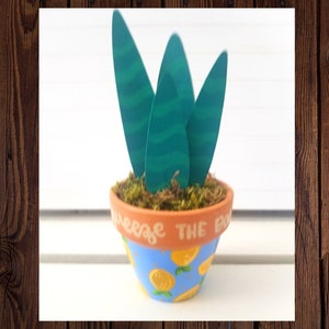 Wood Plant, Painted, Decor, Artificial Plants in Pots, Fake, Plant Mom, Plant Gift, Cactus, Succulent, Plant Pot, Terracotta Pot, Clay Pot