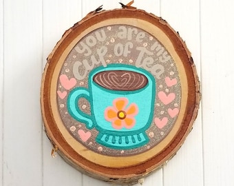 But First Tea, Tea Gift for Women, Tea Lovers Gift, Tea Magnet, Wood Slice Magnets, Tea Art, Cute Magnets for Fridge, Hand Painted Magnets