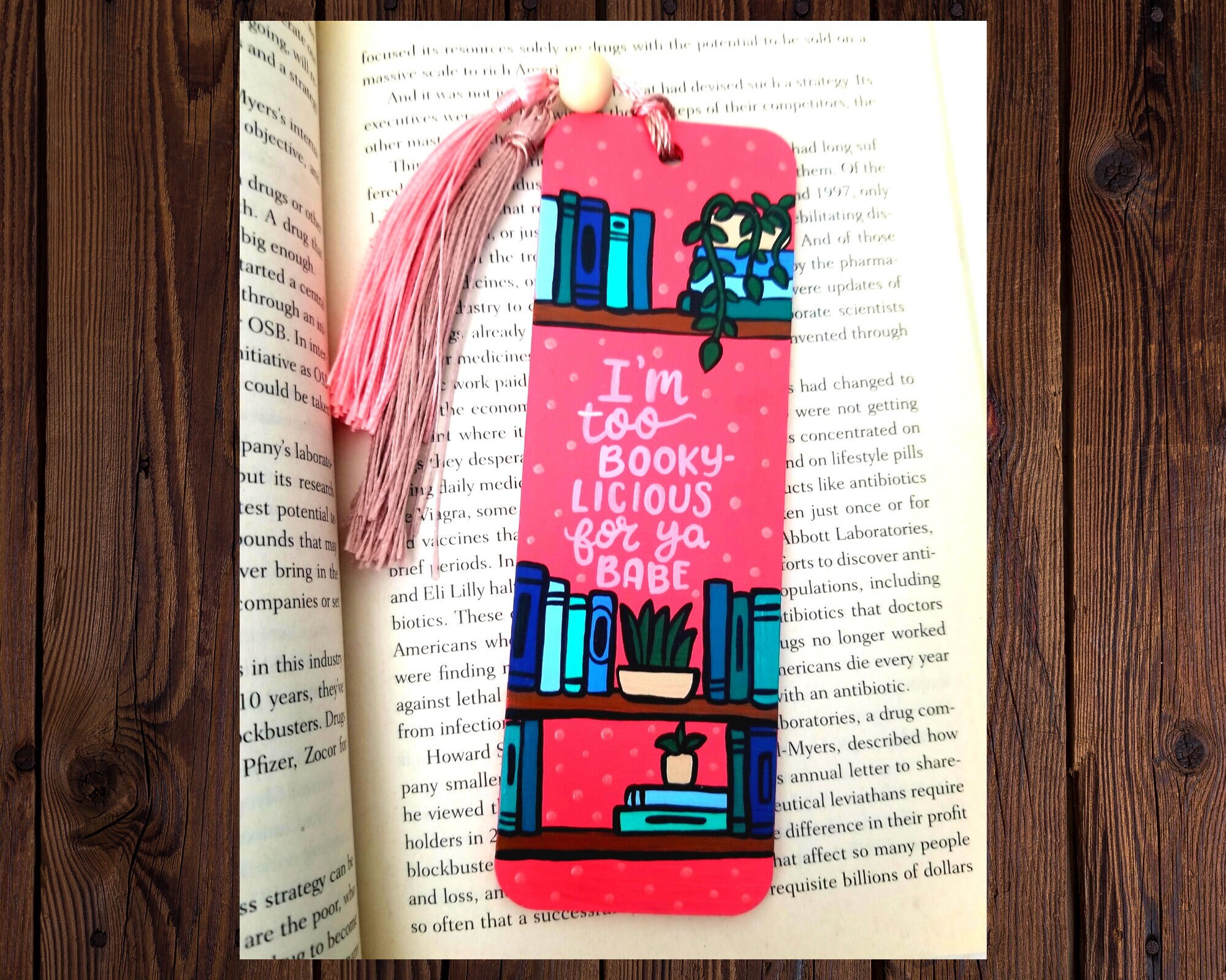 Funny Bookmark Sturdy Bookmark Wood Bookmark Hand Painted Etsy