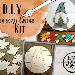 DIY Wood Sign Kit, DIY Gnome Kit, Wood Craft Kits, Interchangeable Gnome, Interchangeable Sign, Painting Kits for Adults, Take and Make kits
