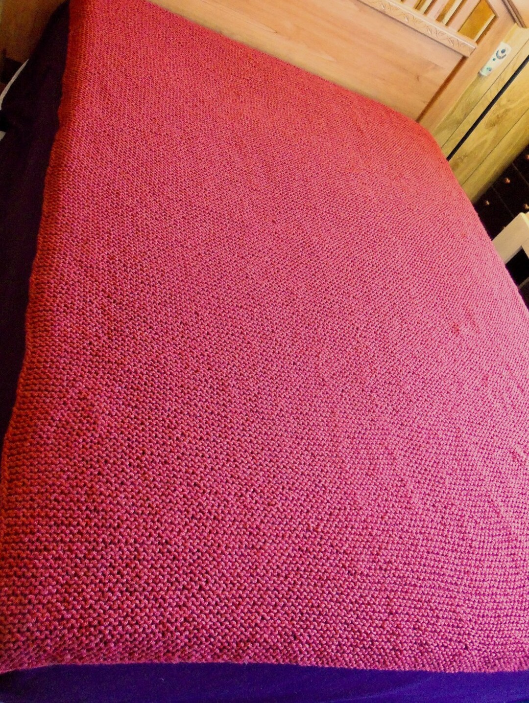Hand Knit Afghan 54 X 70 Blanket Throw, Knitted Blanket, Full Queen Bed