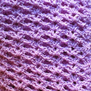 Lana bebé crochet afgano 28" x 38" lana y hilo de nylon, manta de ganchillo a mano, manta de bebé lila, afgano púrpura claro, manta de bebé caliente de encaje
