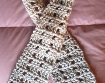 Crochet Scarf, Handmade Warm Scarf, Super Thick Scarf, Soft Crochet Scarf, Cream Scarf, Gray Scarf, Beige Scarf, Gender Neutral Thick Scarf,
