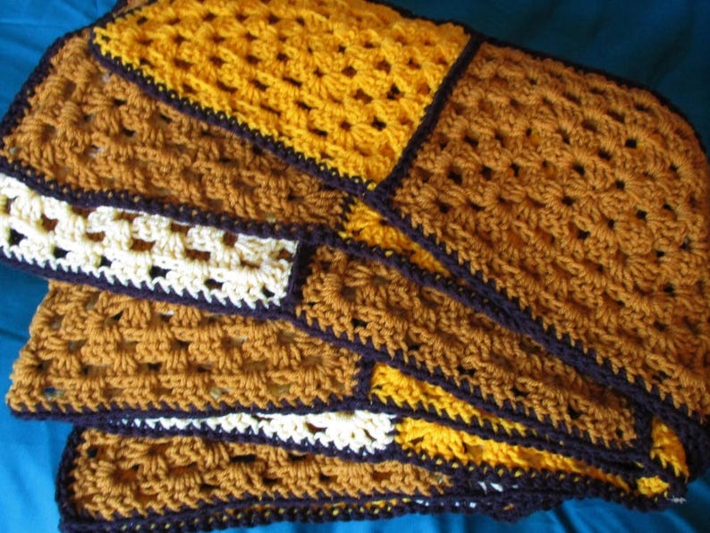 Gold Granny Crochet Blanket 57 X 77 Handmade - Etsy