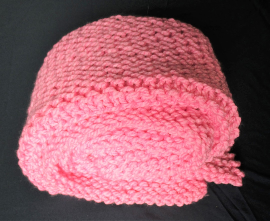 Hand Knit Baby Afghan Blanket 25 X 30 Pink Blanket, Think Pink Baby
