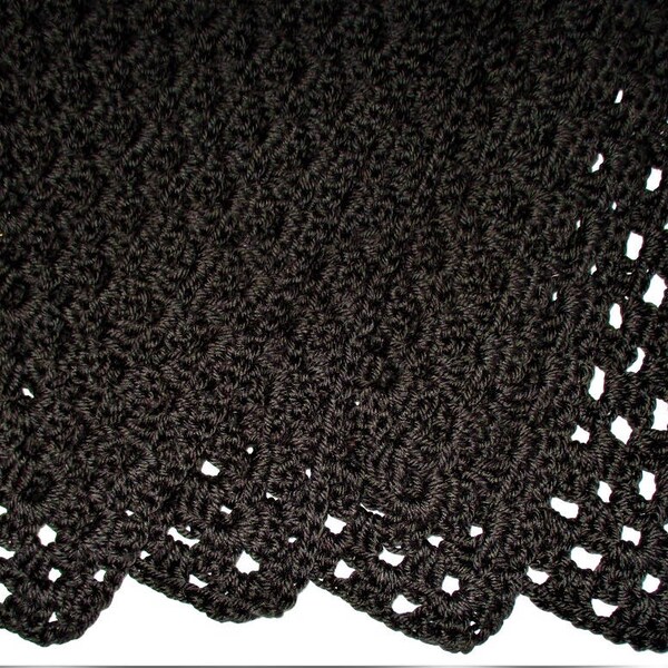 Black Crochet Blanket Afghan 48" x 66" Handmade Acrylic Blanket, Black, Soft Thick, Great for Boy Teen Man Gift, Red Heart Soft Yarn 4 Ply