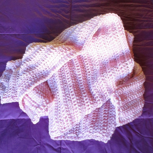 Baby Blanket Hand Crocheted Polyester Afghan 27" x 32" Baby Blanket, Baby Afghan, Candy Pink, Polyester Baby Blanket, Soft Polyester Afghan