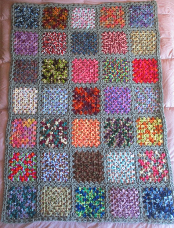 Colorful Granny Square Crochet Blanket 42 X 62 Etsy