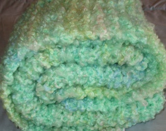 Baby Clouds Baby Blanket Knitted Afghan 27" x 35" Baby Boy Blue Afghan Blanket, Baby Bedding, Pastel Baby Cover, Ultra Fluffy Softest