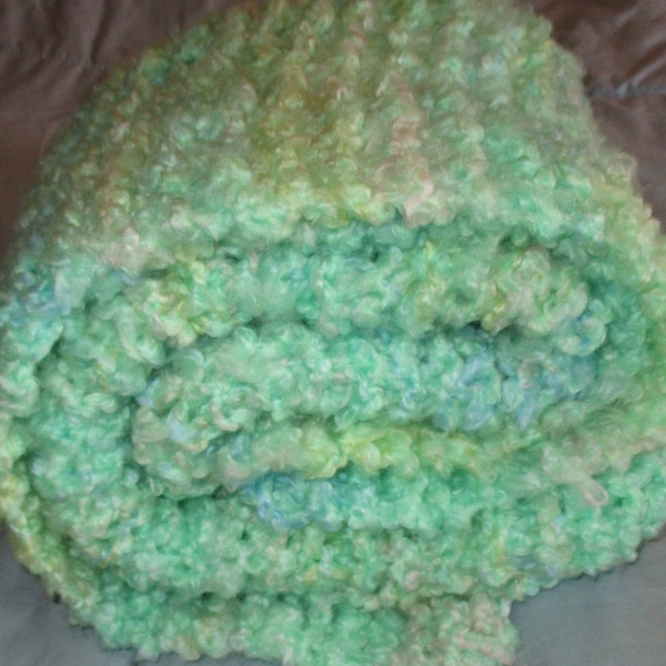Baby Clouds Baby Blanket Knitted Afghan 27" x 35" Baby Boy Blue Afghan Blanket, Baby Bedding, Pastel Baby Cover, Ultra Fluffy Softest