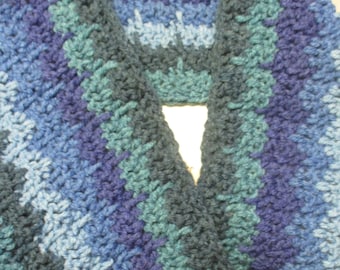 Striped Scarf with Fringe, 70" x 7" +fringe, Blues & Greens, Gender Neutral, Long soft Scarf, Warm Striped Scarf, Gift for Him, Gift for Her