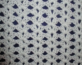 Shawl Hand Crochet 25" x 35" Gift for Her, Soft Silky Yarn, Lap Afghan, Lacy Shawl Design color choices available, Baby to Toddler Blanket