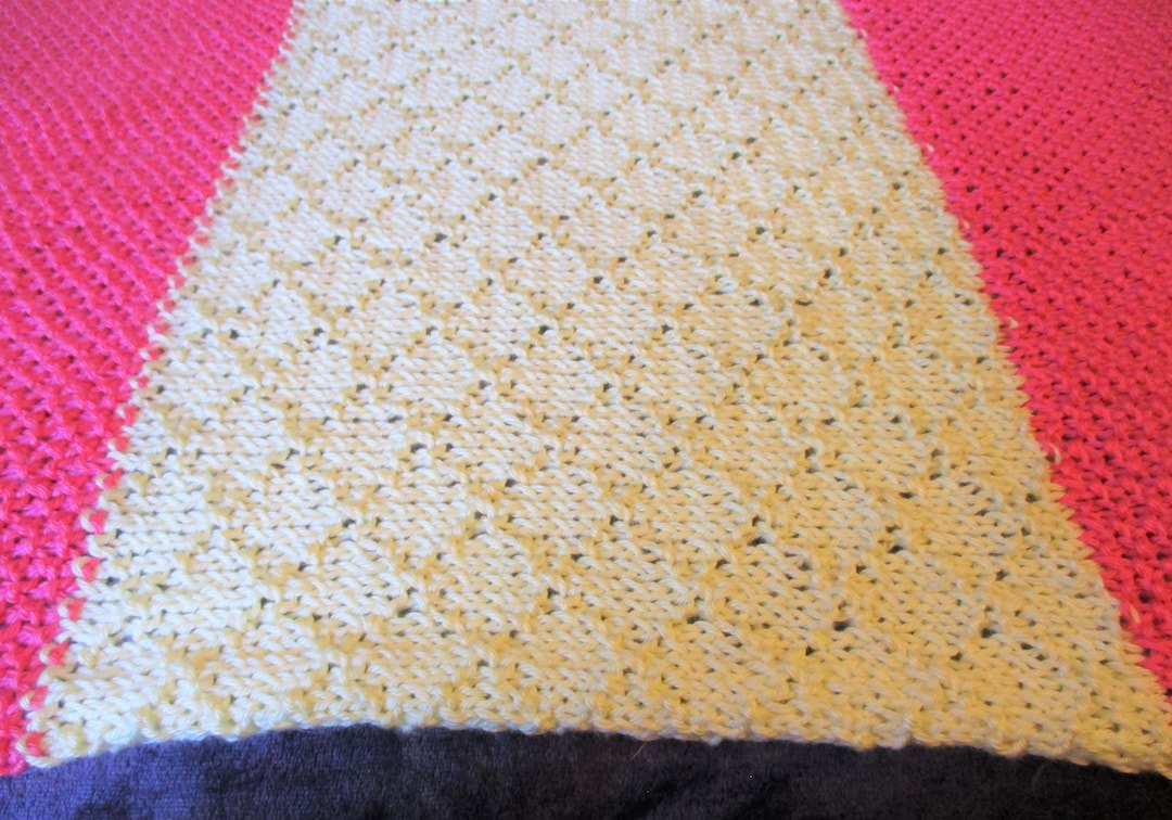 Large Hand Knit Afghan 52 X 72 Blanket Throw Gift for MOM, Guest Room