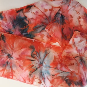 Angels In Hand Painted Silk Scarf Orange, Teal, Cranberry