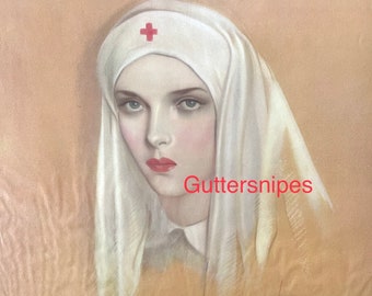 Print by Vargas, Vintage Nurse WWII Poster Print  Esquire Magazine