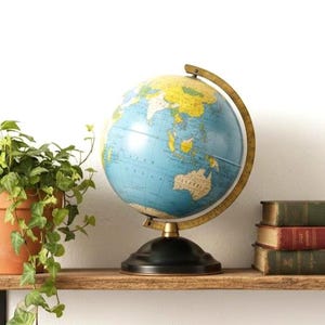 Simplified 8 Inch Desk Table Metal World Globe by Replogle - Vintage Mid Century