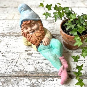 Pottery Gnome Figure, Statue, Painted - Vintage