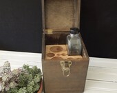Central Scientific Co. Laboratory Wood Box with Glass Bottle - Vintage